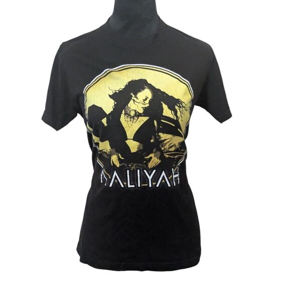 AALIYAH R&B Princess T-Shirt S Black Gold 90s Y2K Ripple Junction Licensed Tee - Picture 1 of 6